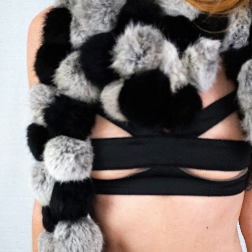 Vintage Fur PomPom Scarf